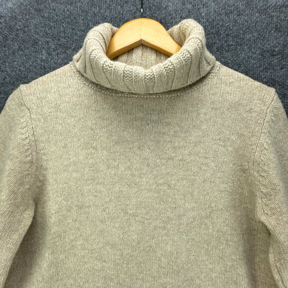 **SOLD**Vtg J Crew Sweater Womens Large Wool Turtleneck Cropped Beige - Picture 2 of 15